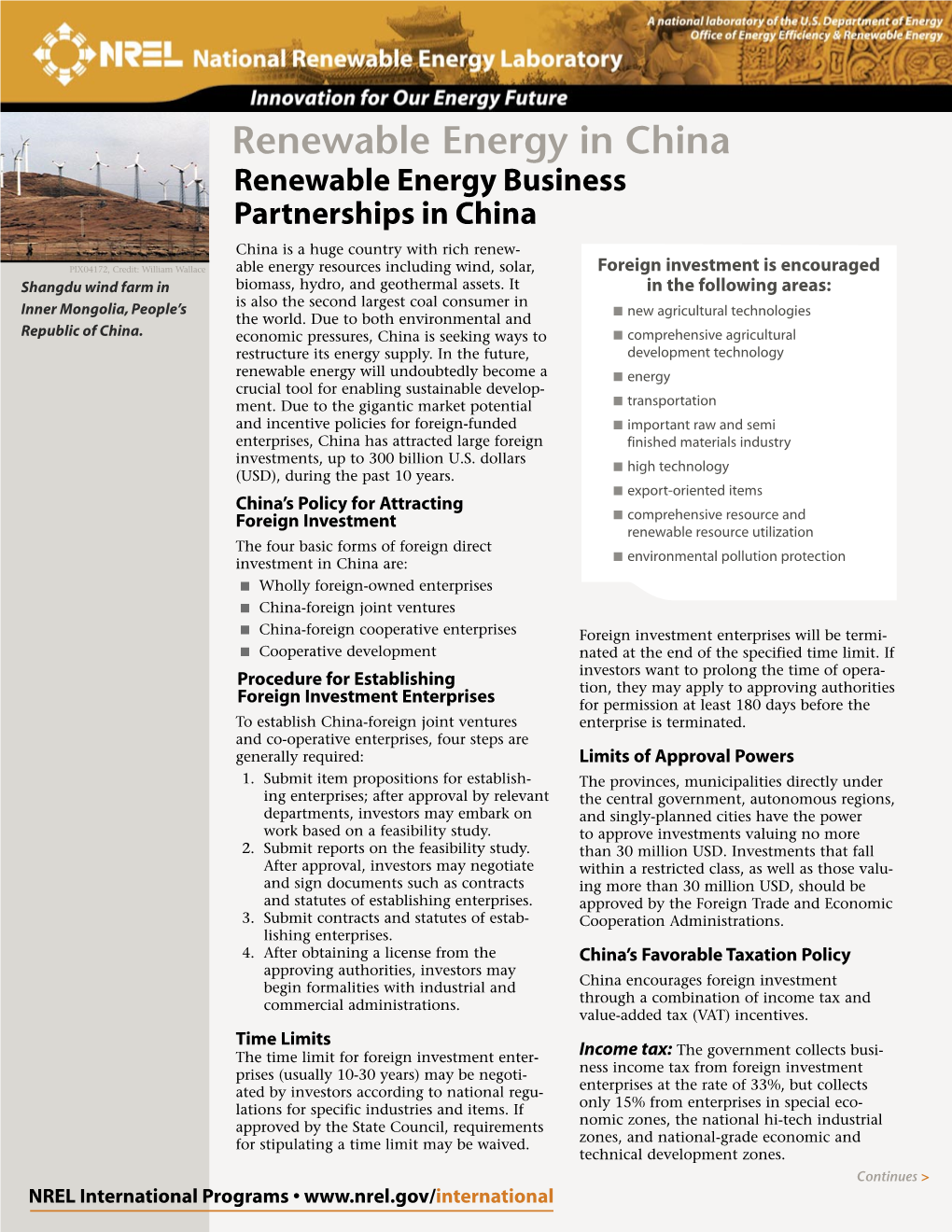 Renewable Energy Business Partnerships in China