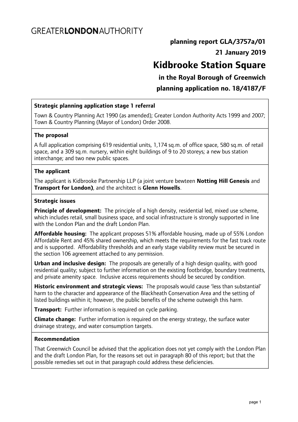 Kidbrooke Station Square in the Royal Borough of Greenwich Planning Application No