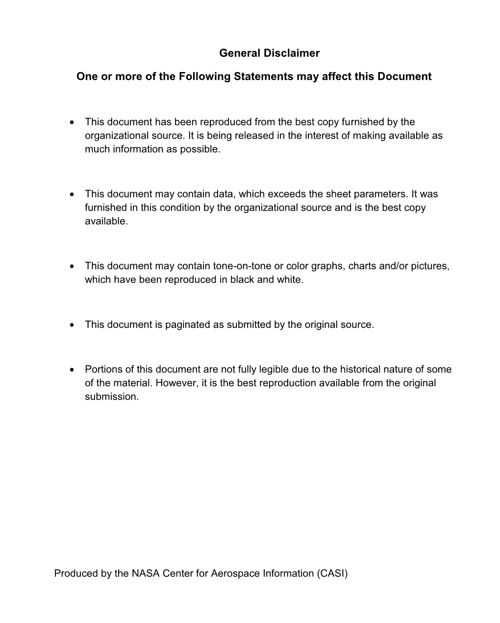 General Disclaimer One Or More of the Following Statements May Affect This Document