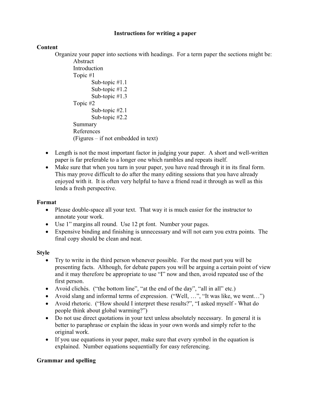 Instructions for Term Paper