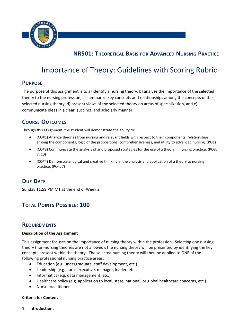 Importance of Theory: Guidelines with Scoring Rubric