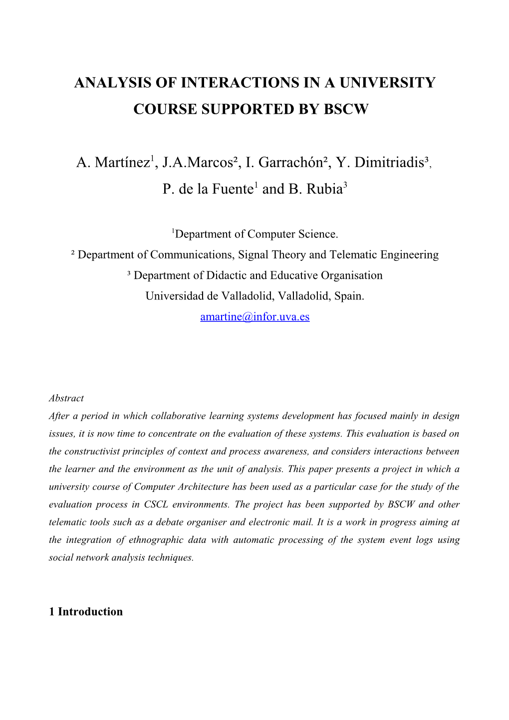 Analysis of Interactions