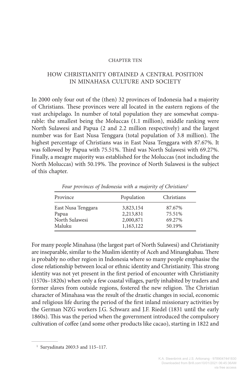 How Christianity Obtained a Central Position in Minahasa Culture and Society