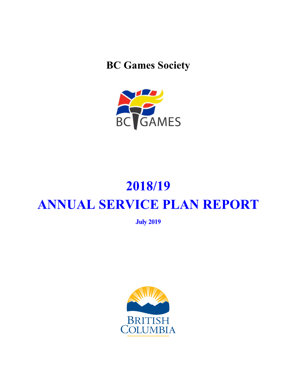 BC Games Society 2018/19 Annual Service Plan Report