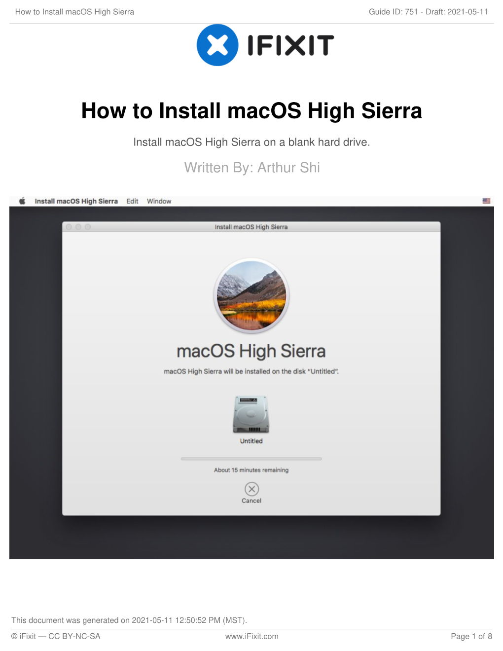 How to Install Macos High Sierra Guide ID: 751 - Draft: 2021-05-11