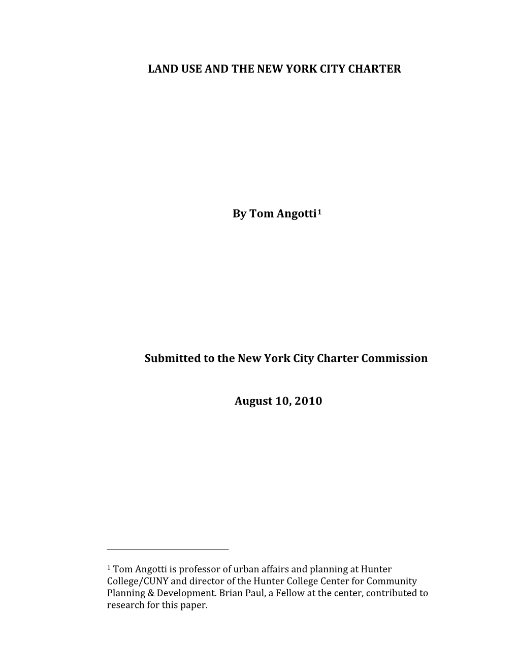 Land Use and the New York City Charter