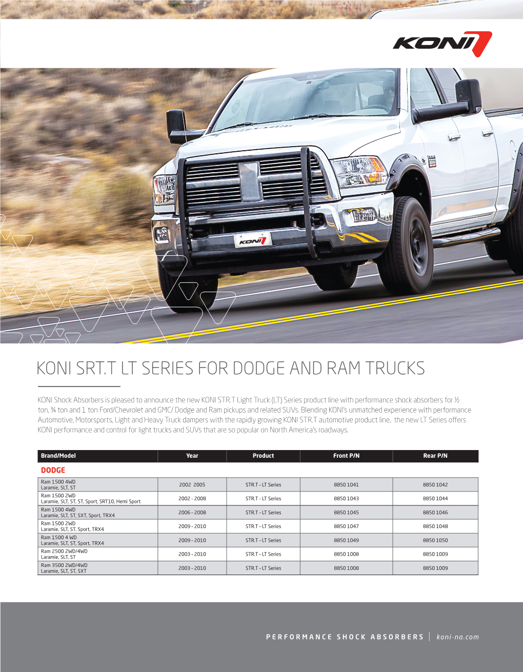 Koni Srt.T Lt Series for Dodge and Ram Trucks