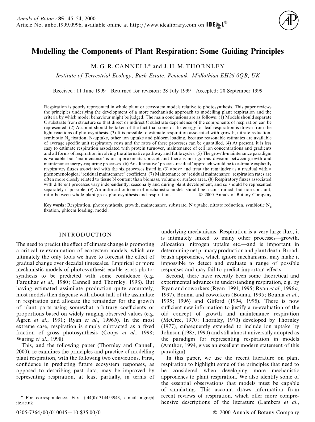 Modelling the Components of Plant Respiration~Zsome Guiding