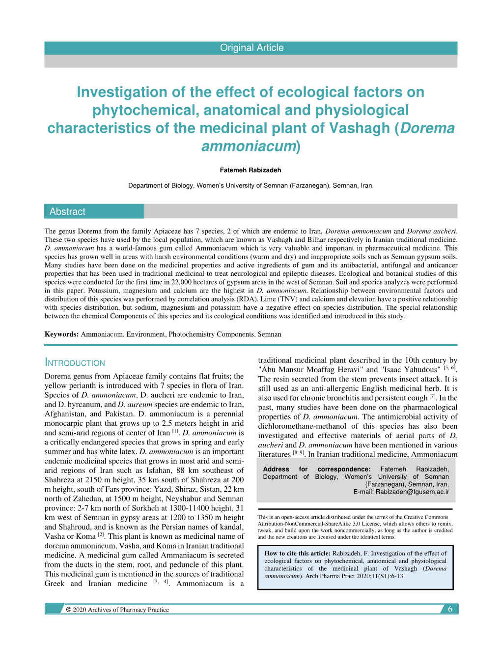 Investigation of the Effect of Ecological Factors on Phytochemical, Anatomical and Physiological Characteristics of the Medicina