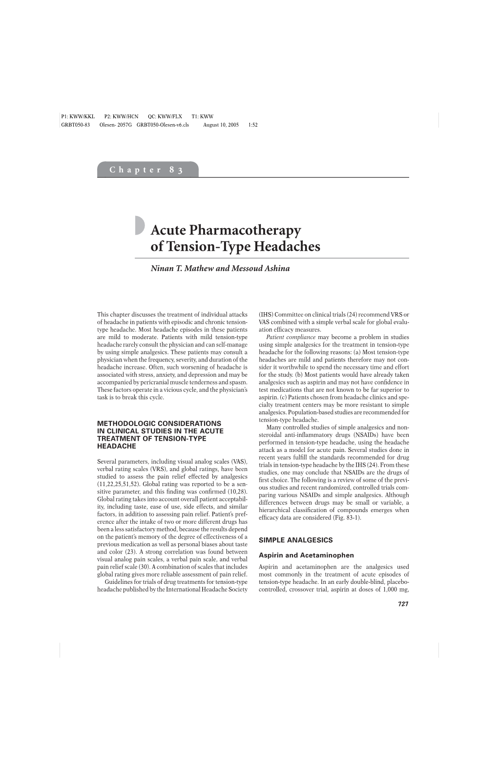 Acute Pharmacotherapy of Tension-Type Headaches