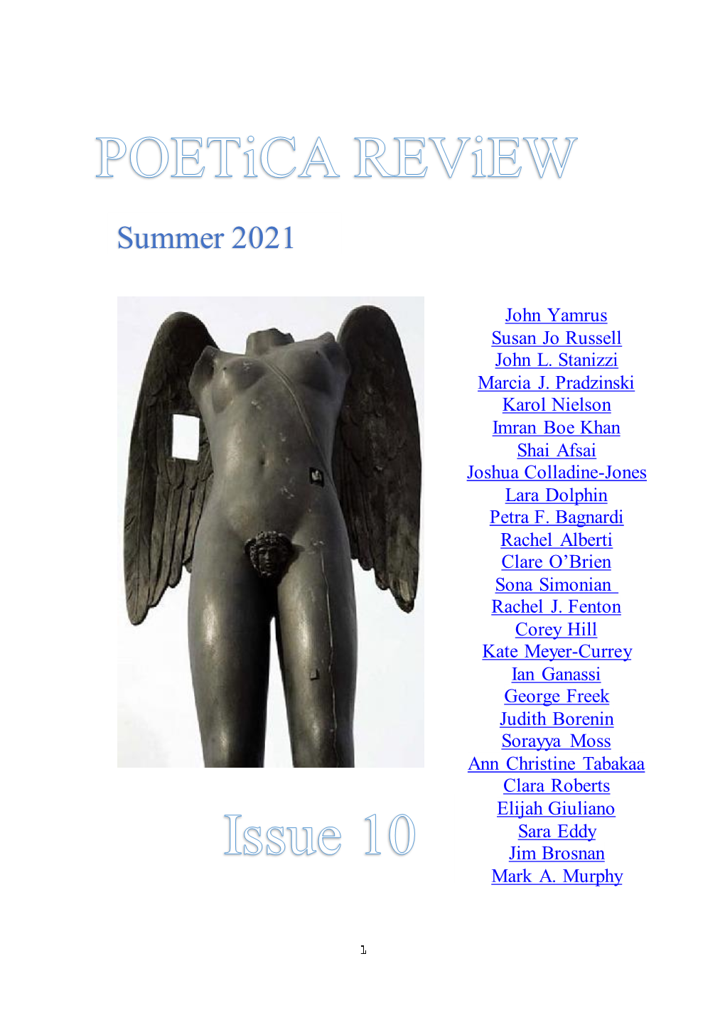 Poetica Review Is a Quarterly Literary Journal of Poetry