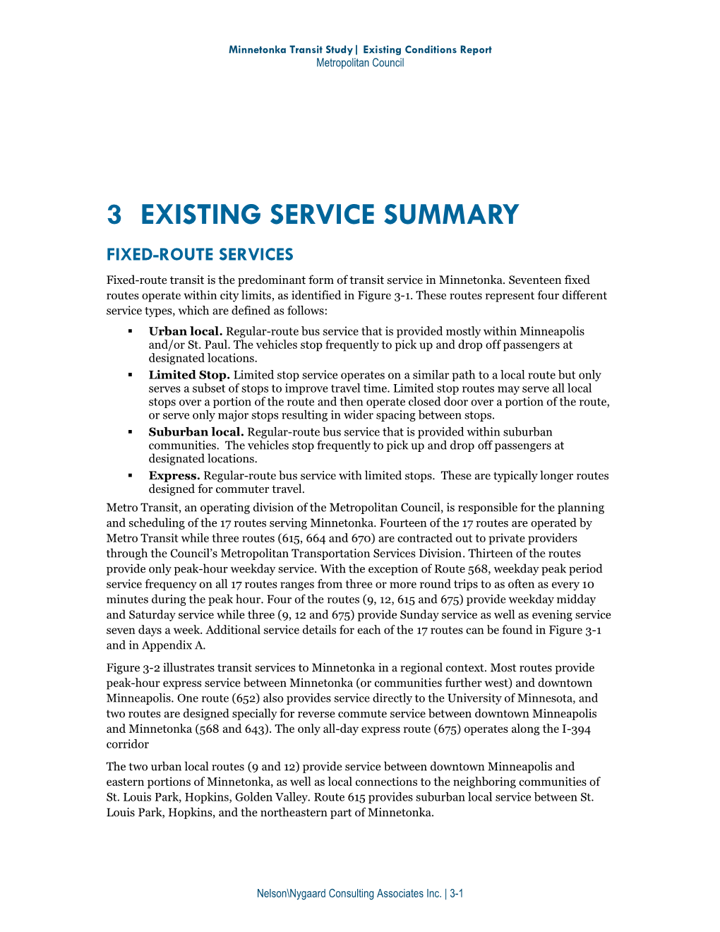 Minnetonka Transit Study: Existing Conditions