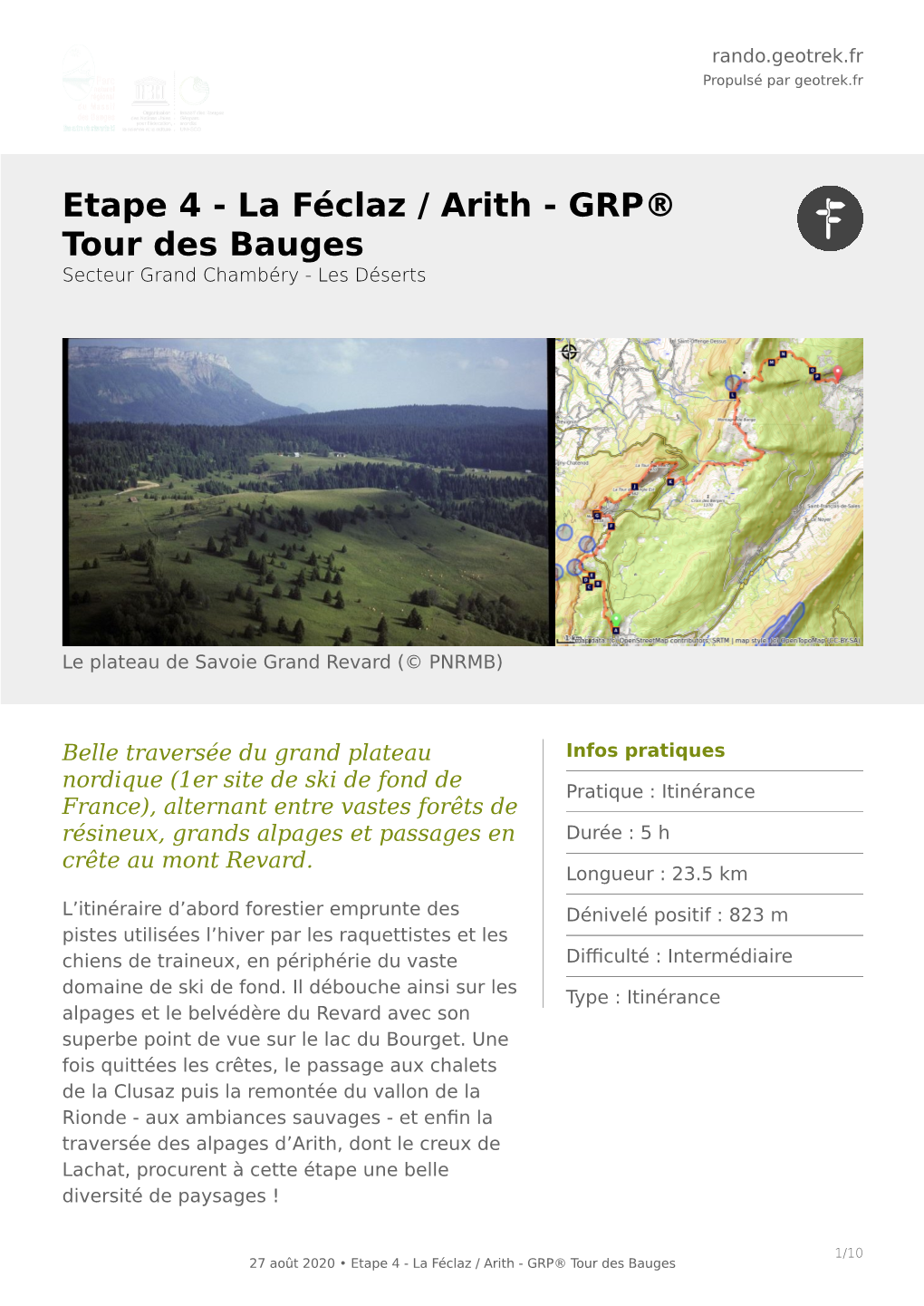 Etape 4 - La Féclaz / Arith - GRP® Tour Des Bauges Secteur Grand Chambéry - Les Déserts