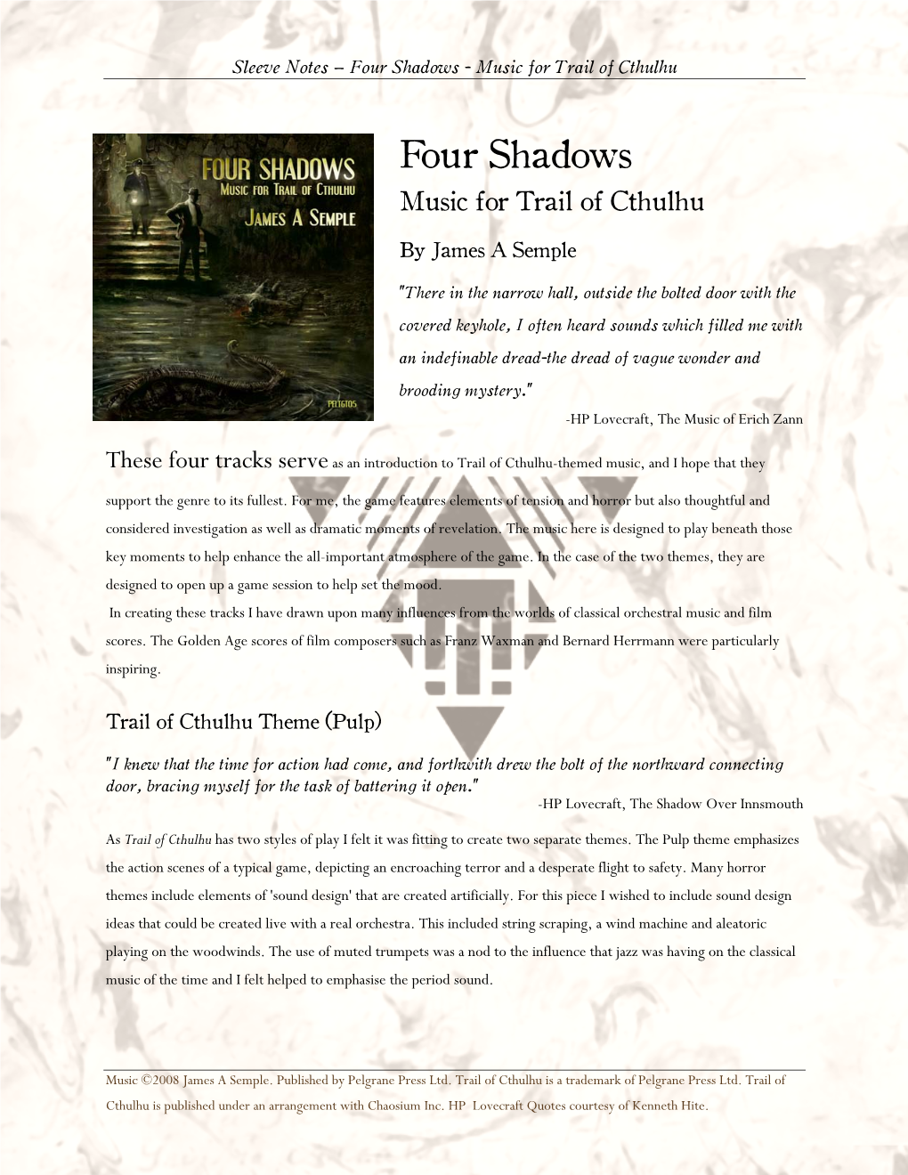 Sleeve Notes for Four Shadows(PDF)