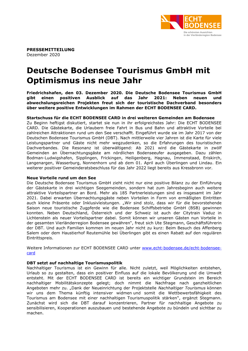 Deutsche Bodensee Tourismus Gmbh Mit Optimismus Ins Neue Jahr