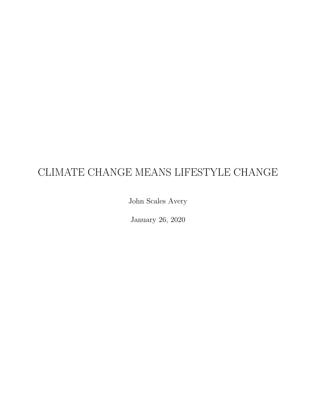 Climate Change Means Lifestyle Change