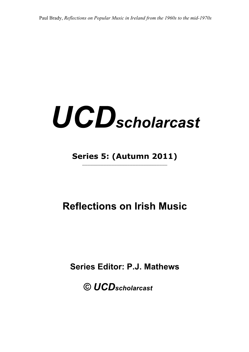 Reflections on Irish Music