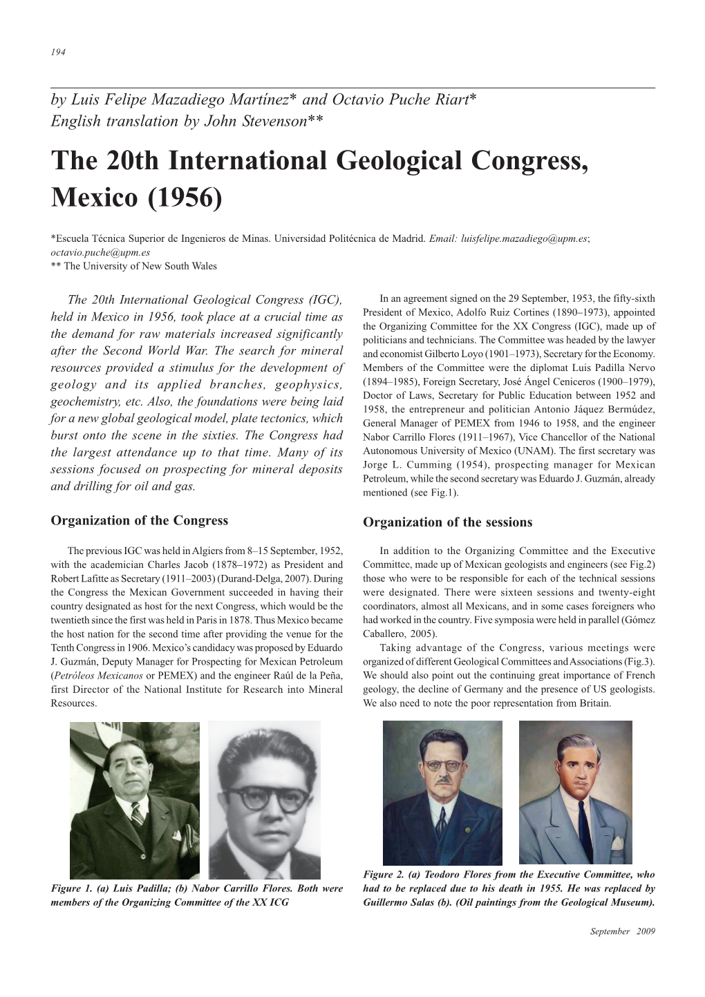 The 20Th International Geological Congress, Mexico (1956)