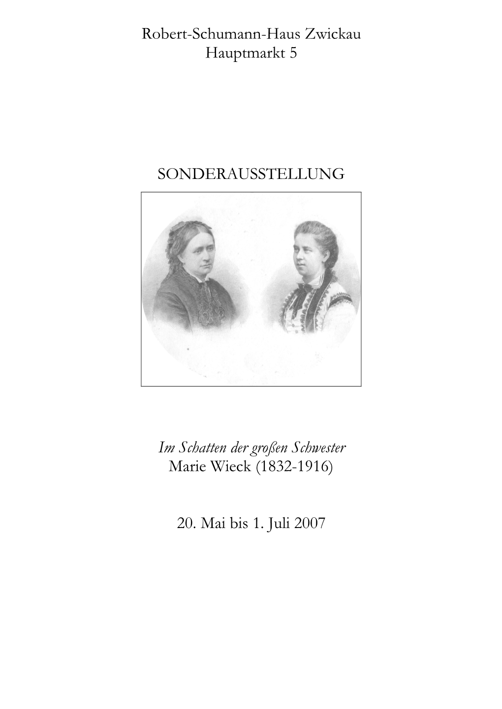 Im Schatten Der Großen Schwester Marie Wieck (1832-1916)