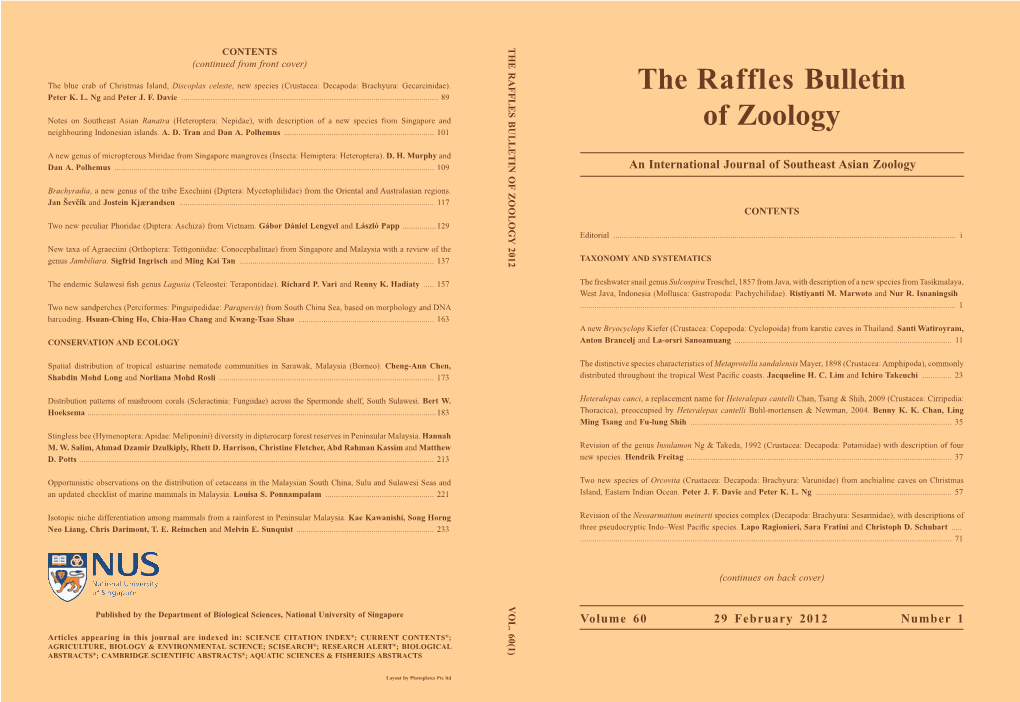 The Raffles Bulletin of Zoology