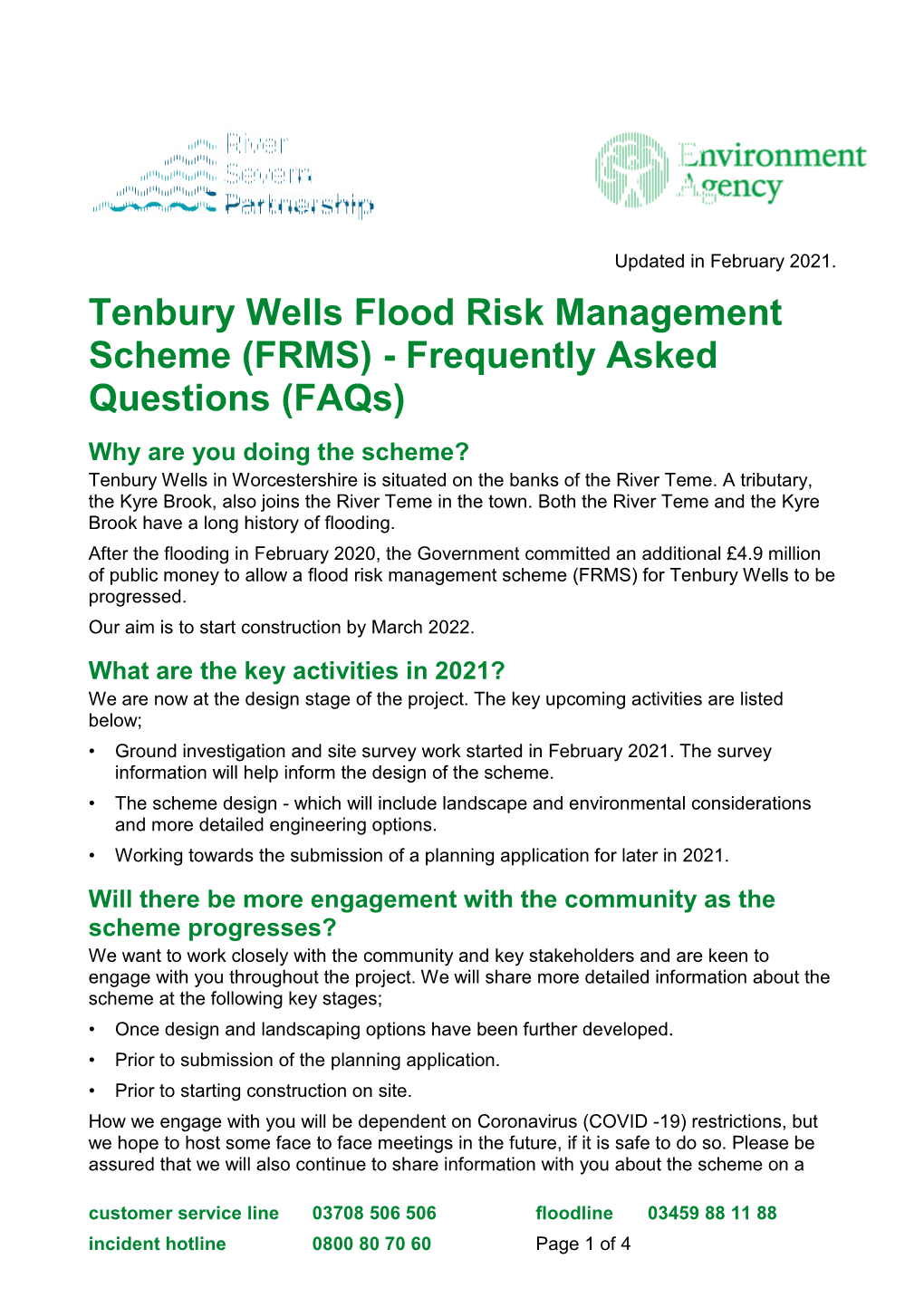 Tenbury Wells Flood Risk Management