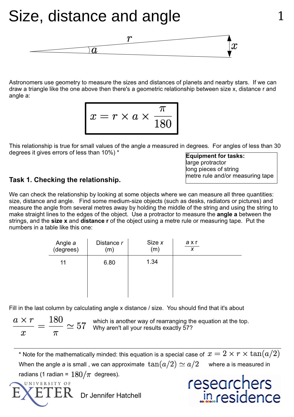 Size, Distance and Angle 1