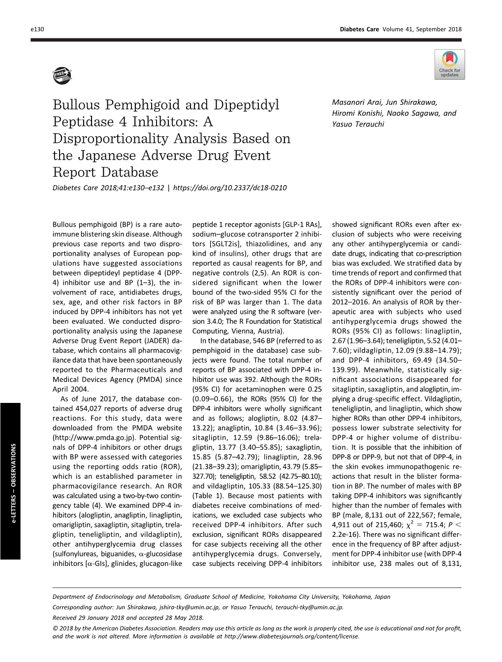Bullous Pemphigoid and Dipeptidyl Peptidase 4 Inhibitors