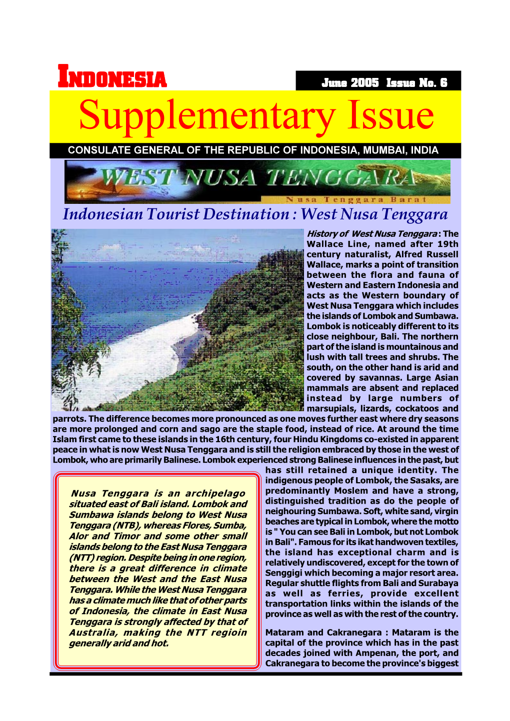Supplementary Issue CONSULATE GENERAL of the REPUBLIC of INDONESIA, MUMBAI, INDIA