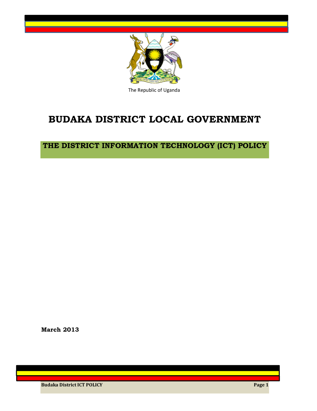 Budaka District ICT POLICY Page 1