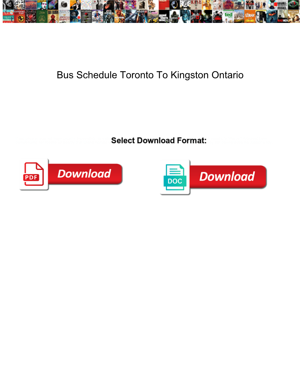 Bus Schedule Toronto to Kingston Ontario