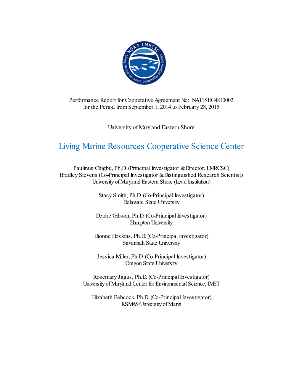 Living Marine Resources Cooperative Science Center