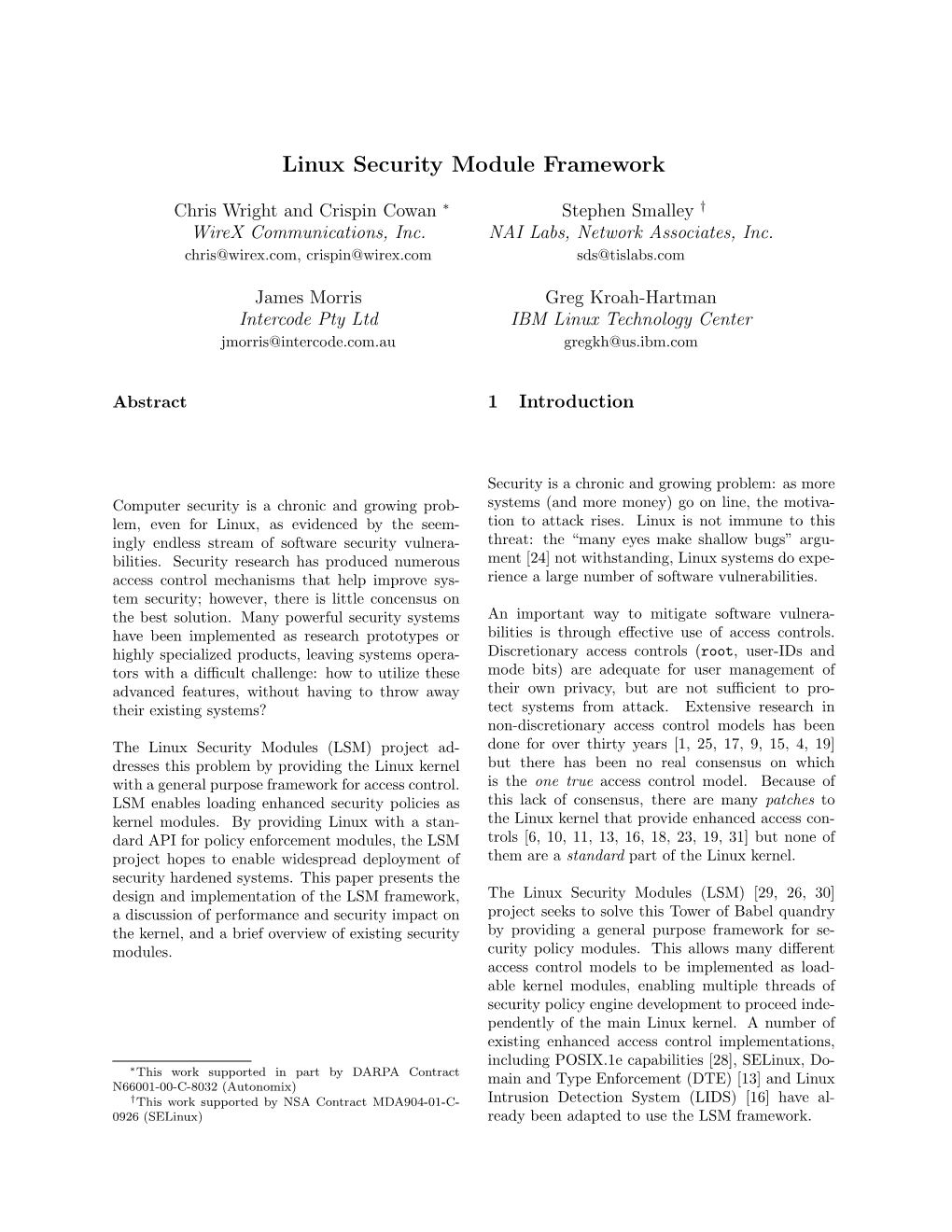 Linux Security Module Framework