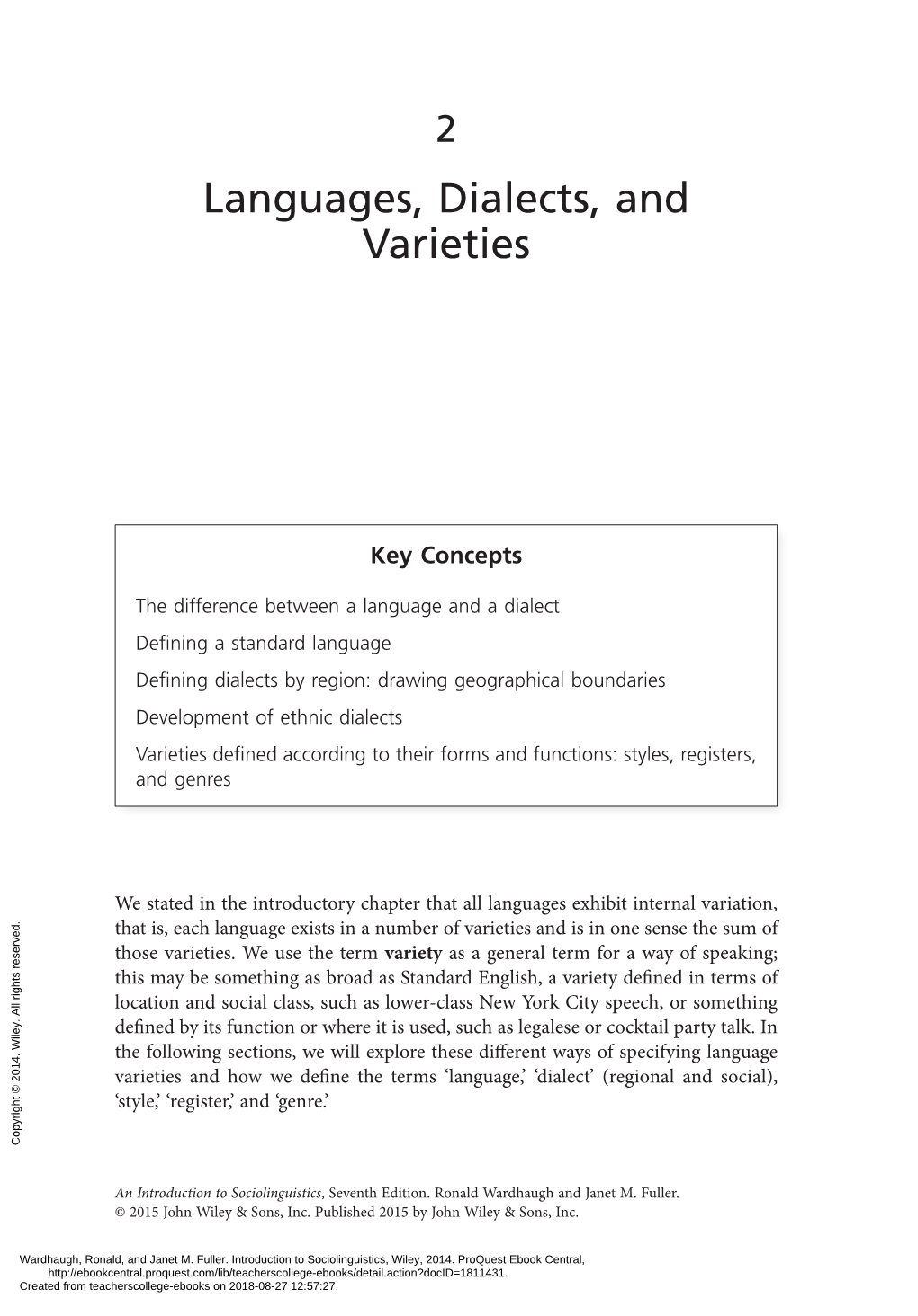 Languages, Dialects, and Varieties