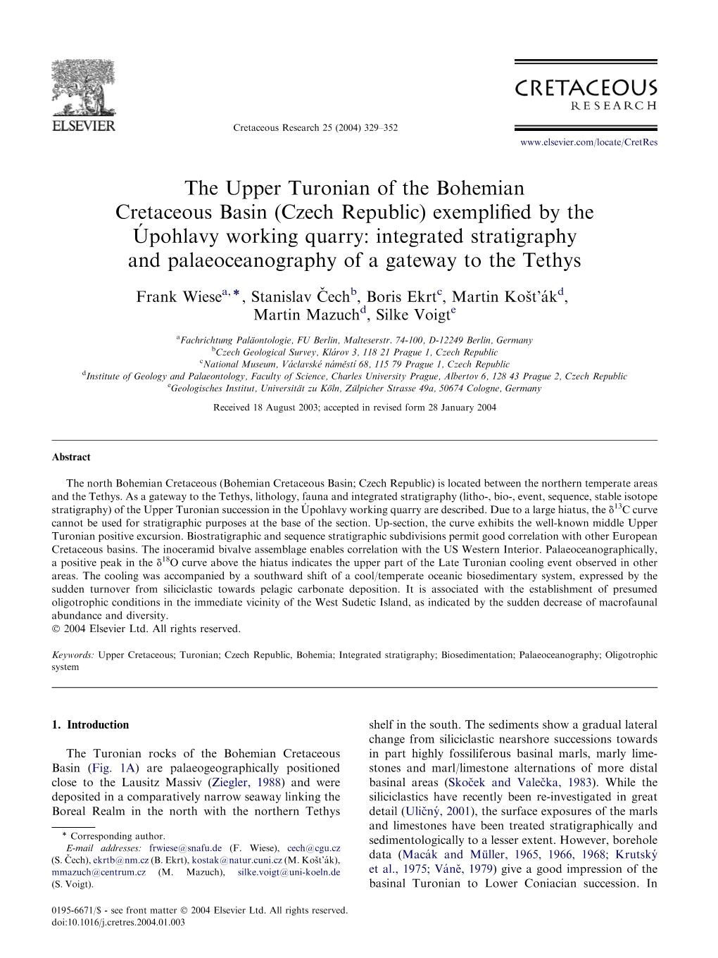 The Upper Turonian of the Bohemian Cretaceous Basin (Czech Republic