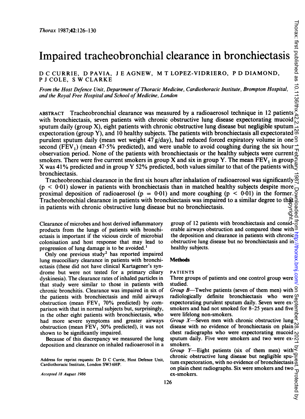 Impaired Tracheobronchial Clearance in Bronchiectasis