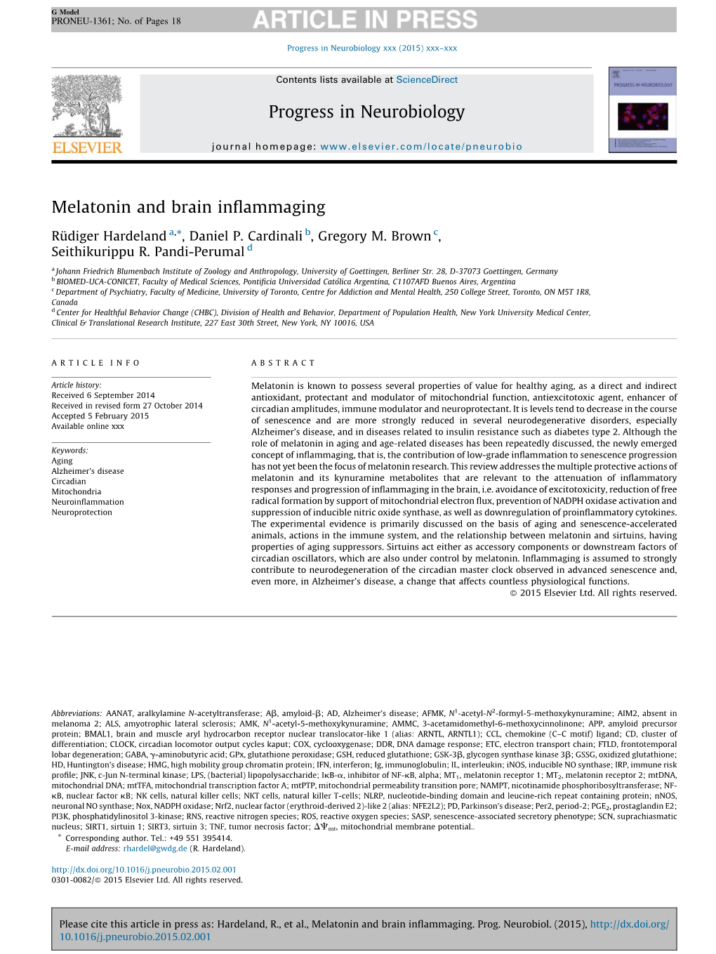 Melatonin and Brain Inflammaging