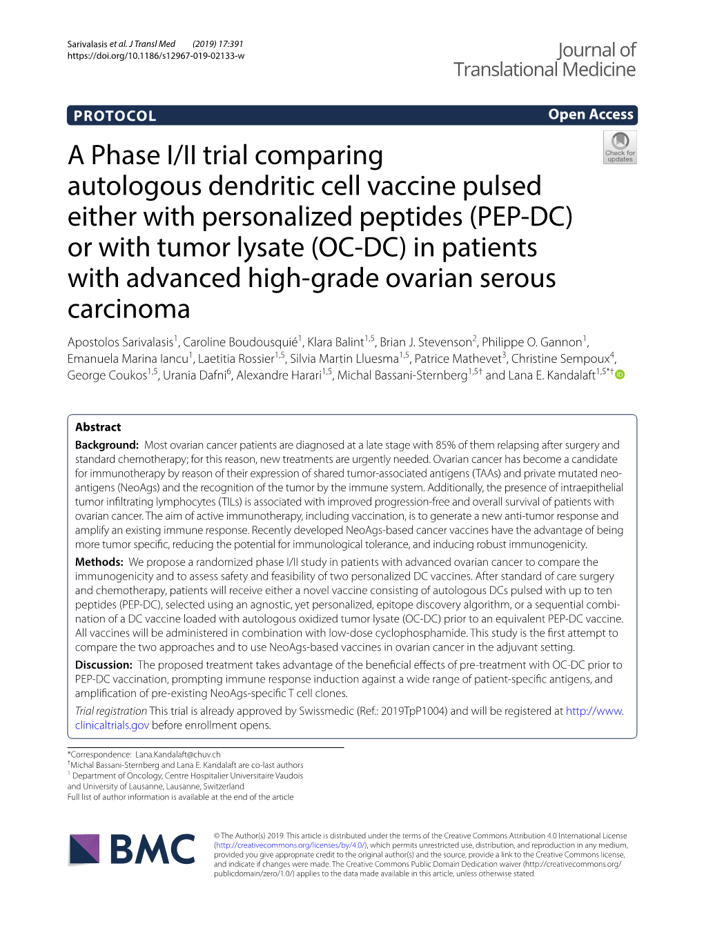 A Phase I/II Trial Comparing Autologous Dendritic Cell Vaccine