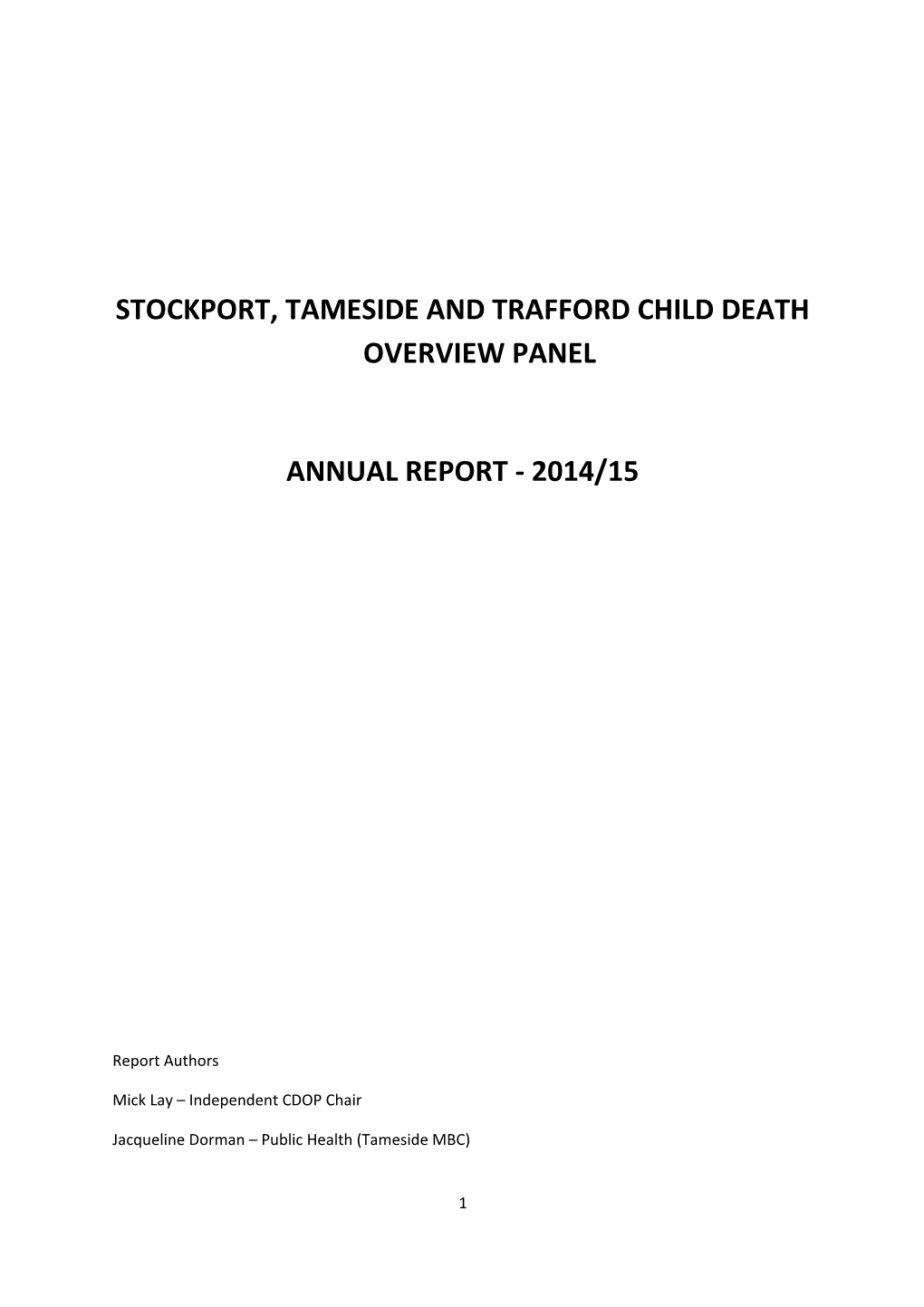 Stockport, Tameside and Trafford Child Death Overview Panel