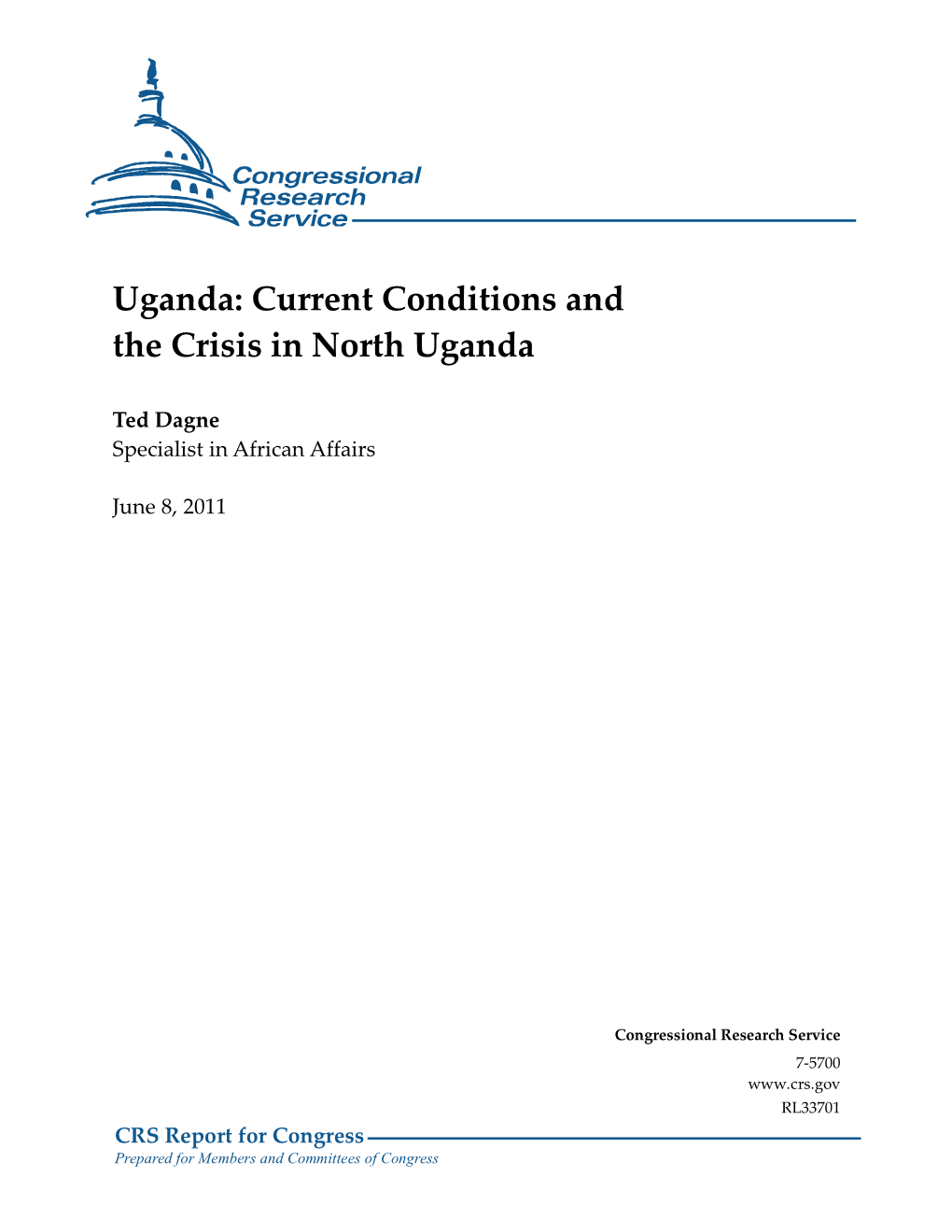 Uganda: Current Conditions and the Crisis in North Uganda