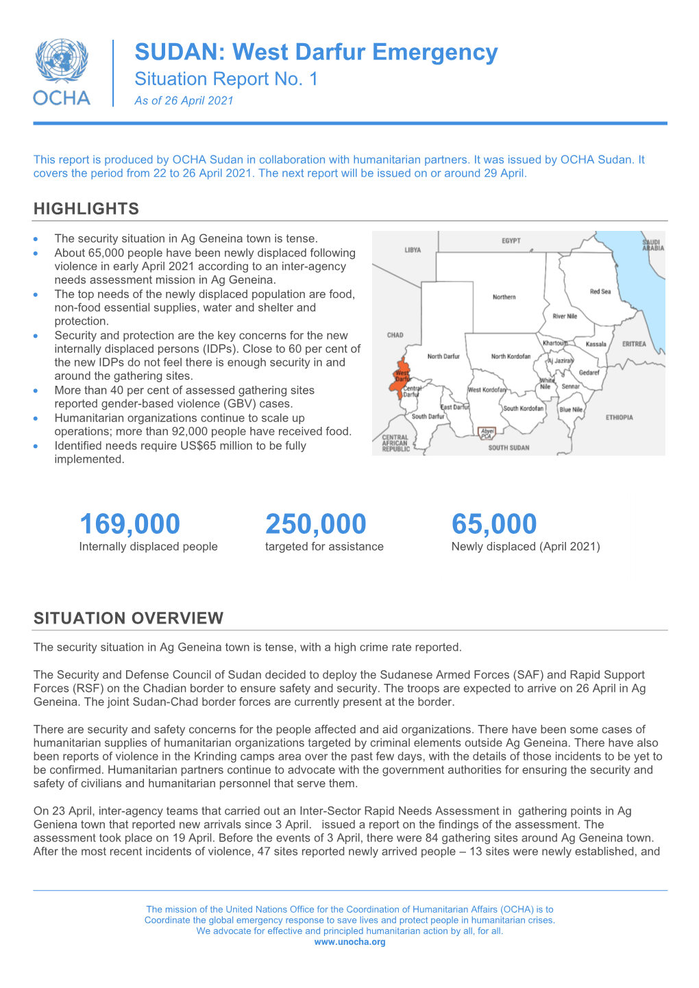 SUDAN: West Darfur Emergency Situation Report No