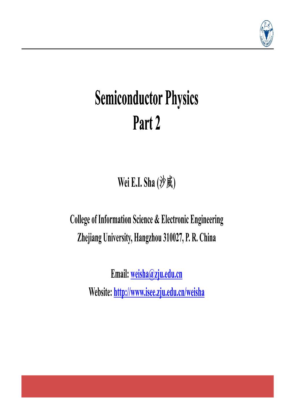 Semiconductor Physics 2