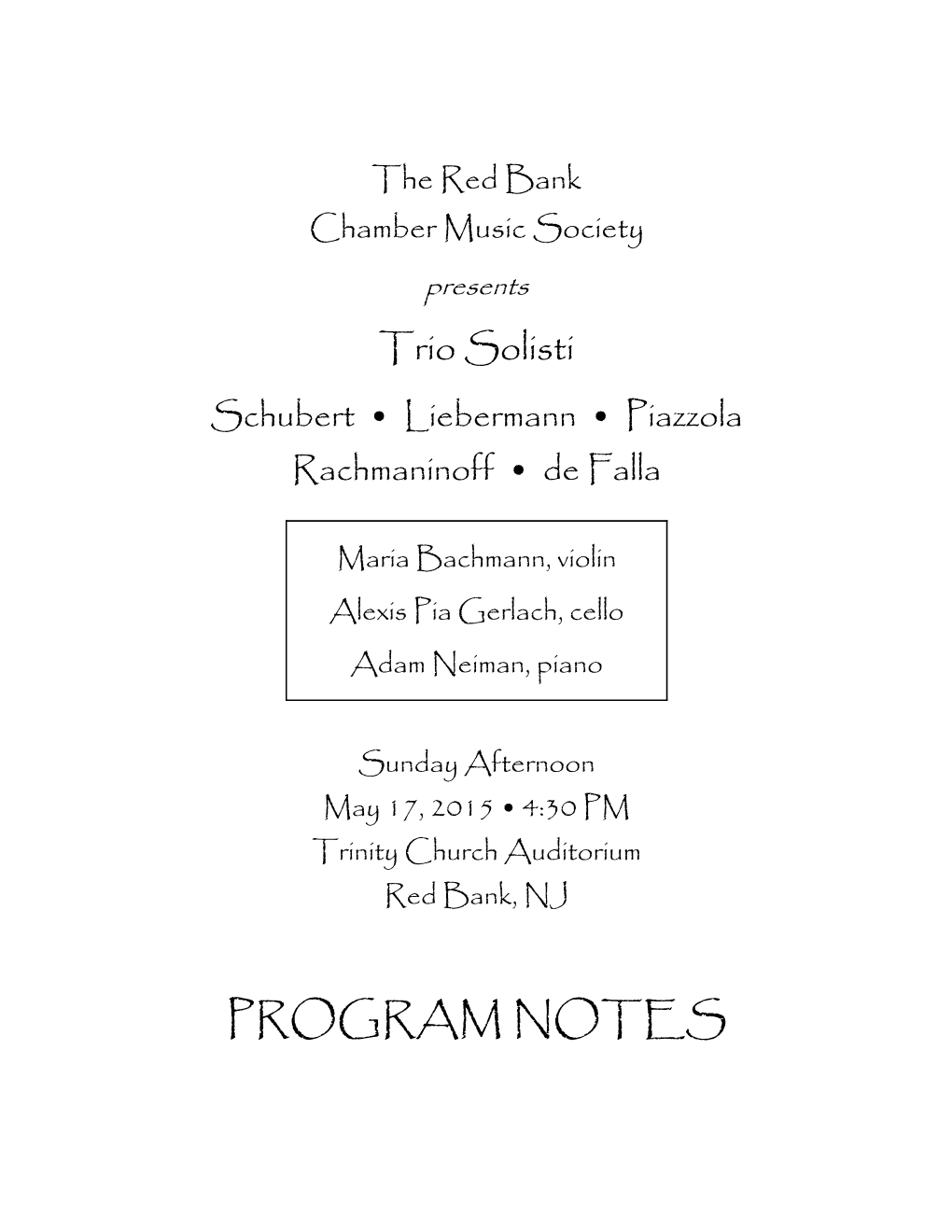 Program Notes Program