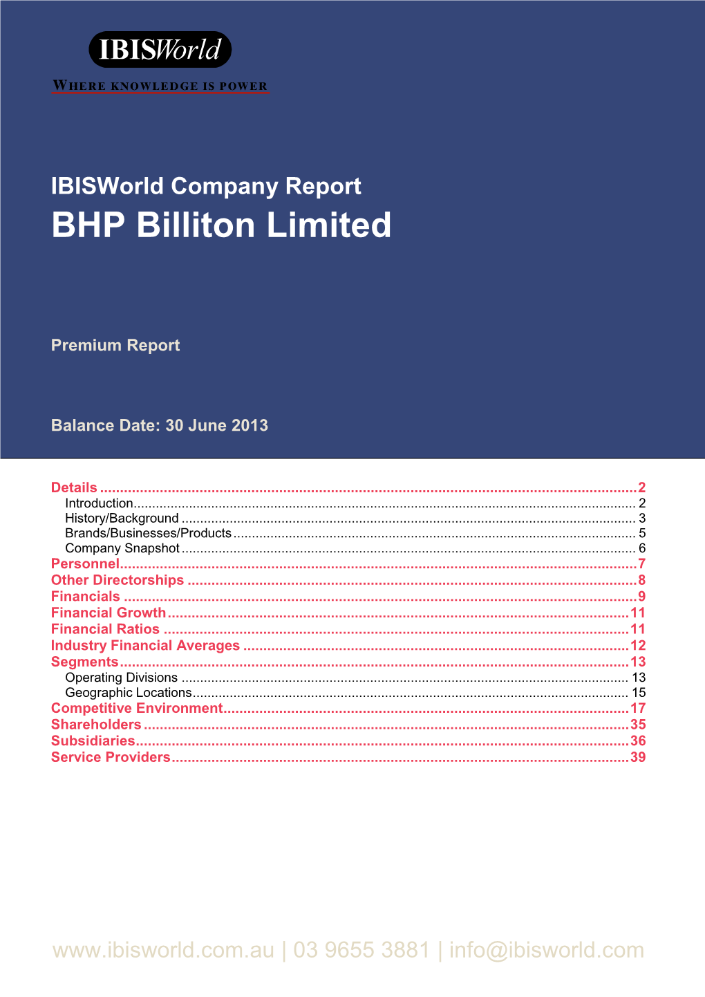 BHP Billiton Limited