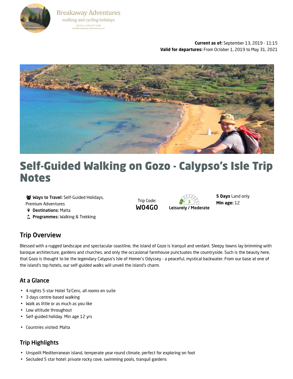 Self-Guided Walking on Gozo - Calypso's Isle Trip Notes