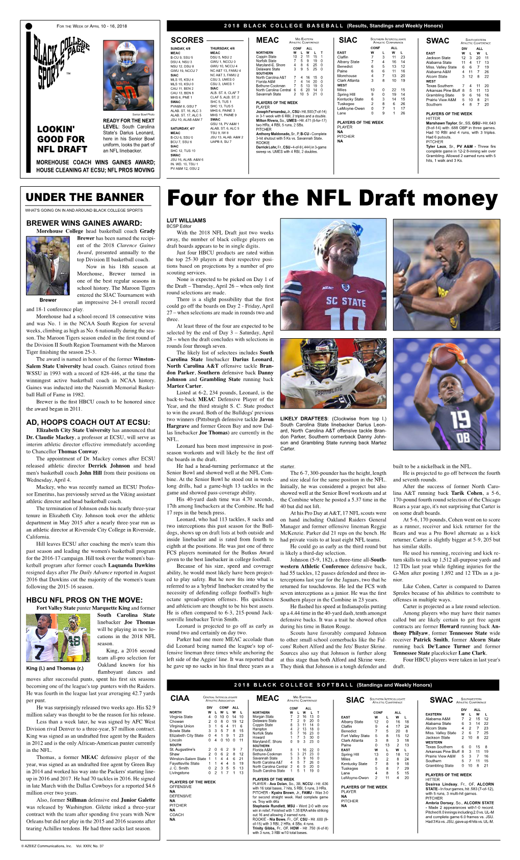 Four for the NFL Draft Money WHAT's GOING on in and AROUND BLACK COLLEGE SPORTS