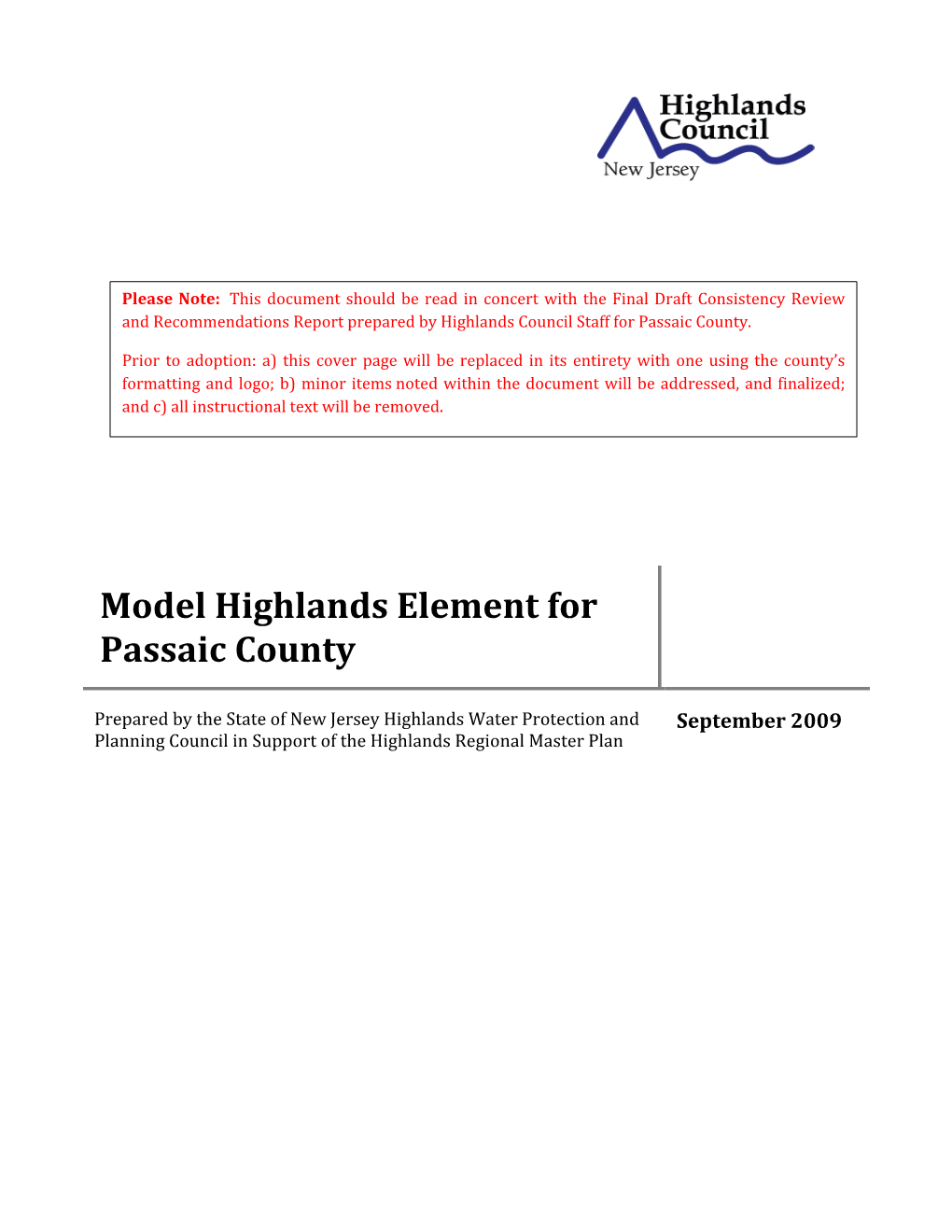 Highlands Master Plan Element