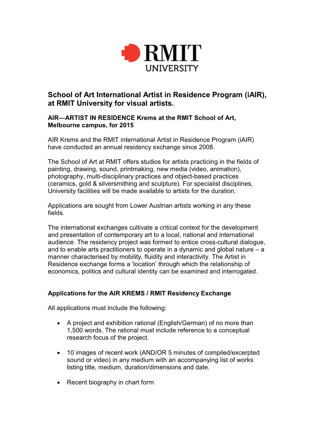 (Iair), at RMIT University for Visual Artists