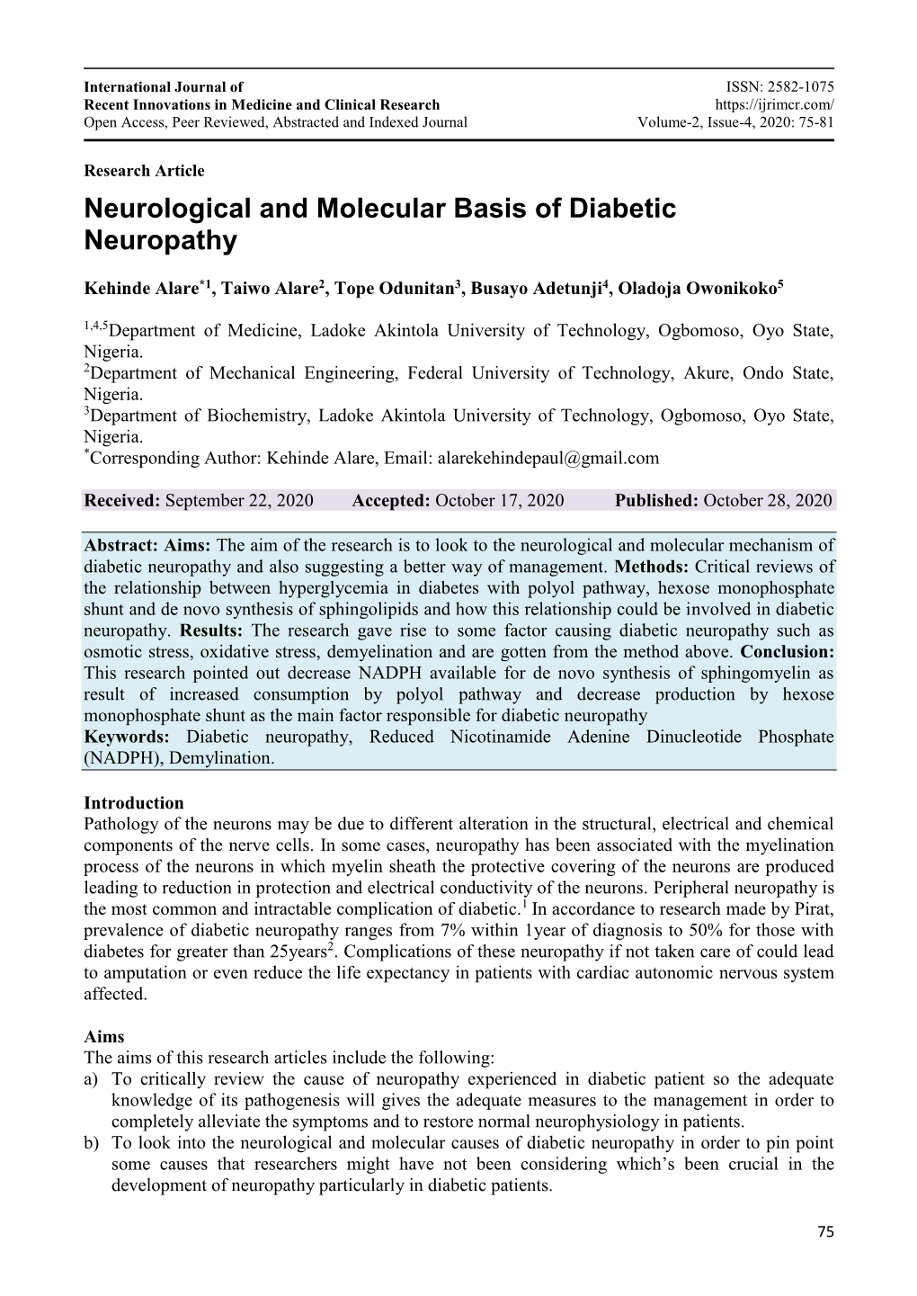 Neurological and Molecular Basis of Diabetic Neuropathy