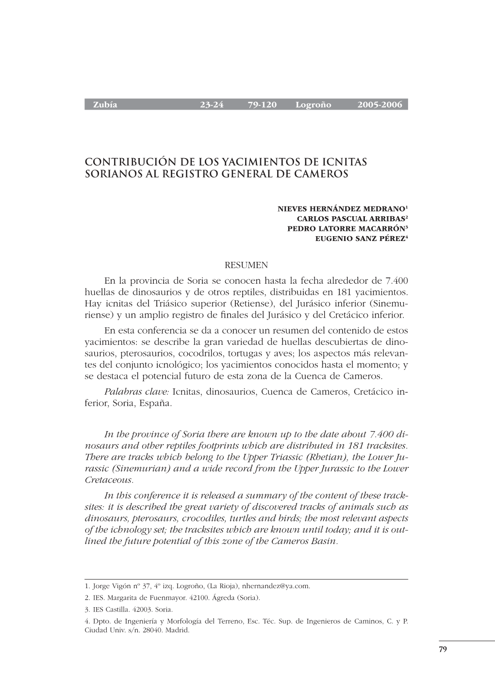 Contribución De Los Yacimientos De Icnitas Sorianos Al Registro General De Cameros