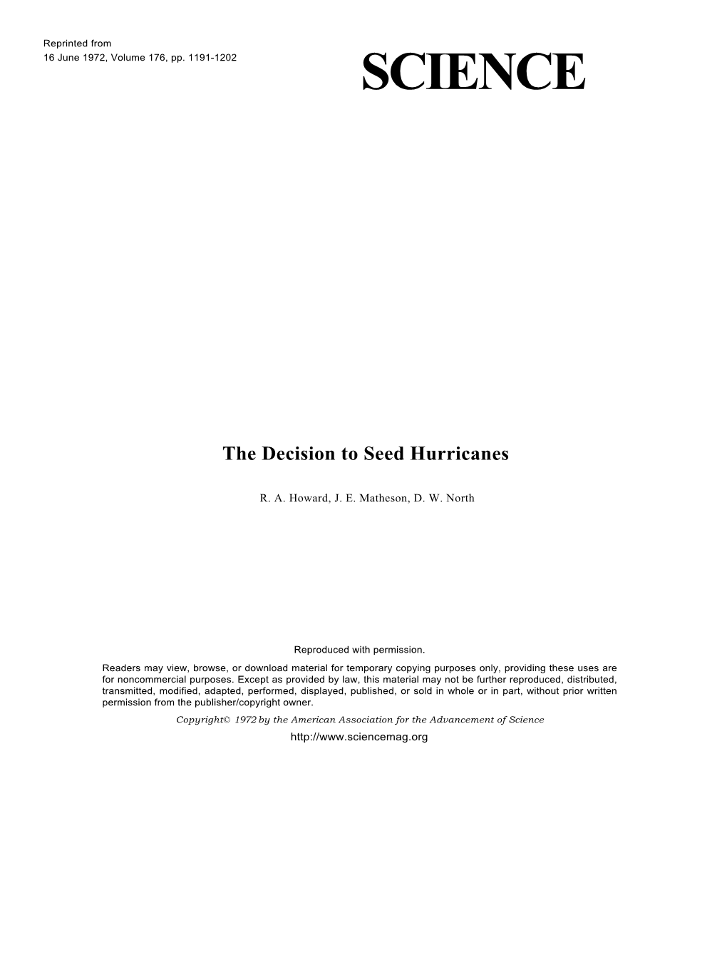 The Decision to Seed Hurricanes